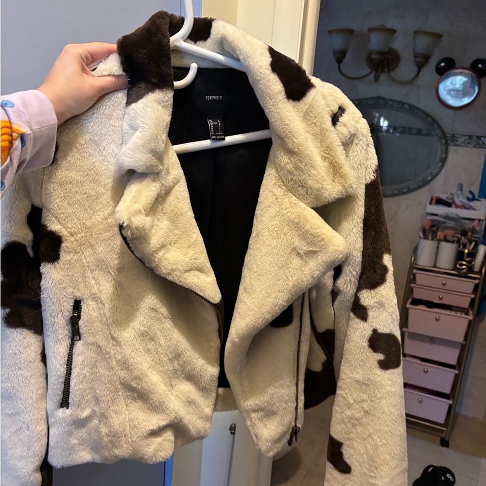 Forever 21 Cream and Brown Teddy Jacket